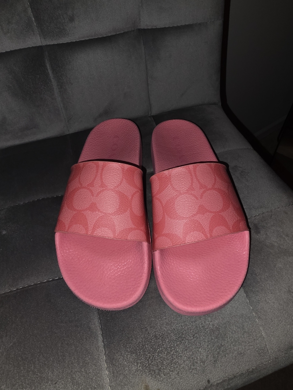 Coach Pink Logo Slide Sandals